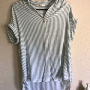 Striped button up tee